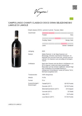 Campolungo Chianti classico DOCG Gran Selezione BIO Lamole di Lamole