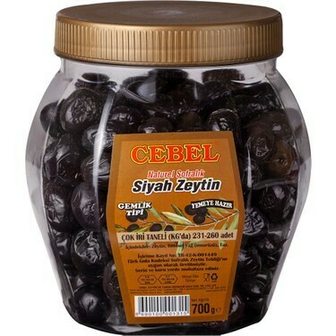 Cebel Tuerkische Schwarze Oliven - Sehr gross und Mittel Gross 700 gr