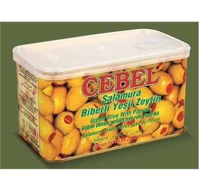 Green olives with red pepper stuffing-cebel