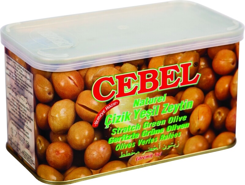 Scored Natural Turkish Green Olive Cebel