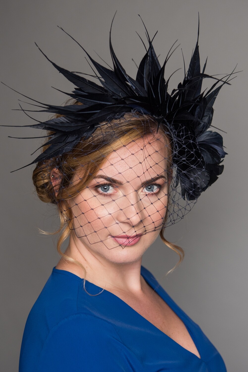 Hand Made Feather with veil headband