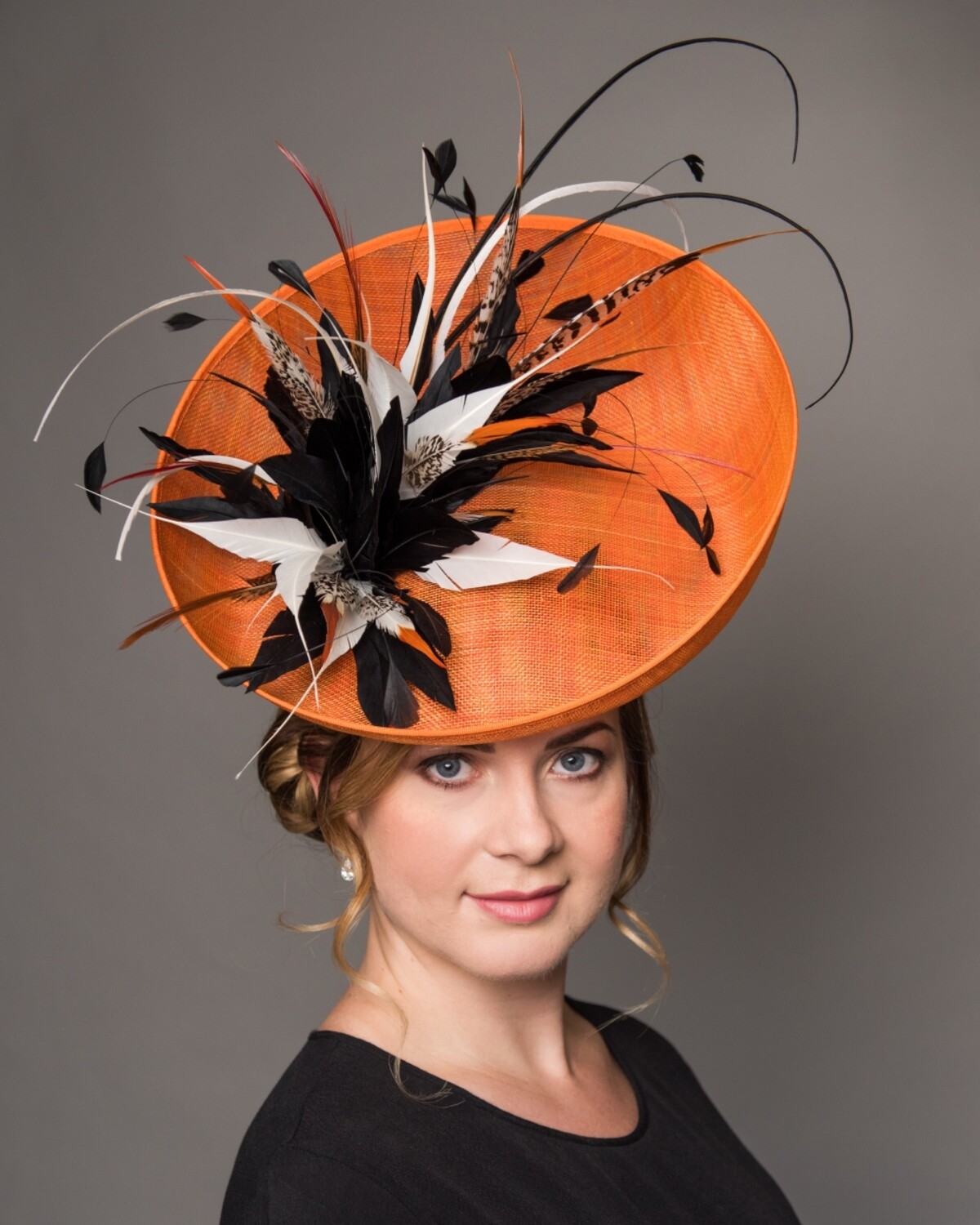 Orange, Black and Ivory Upturned Saucer
