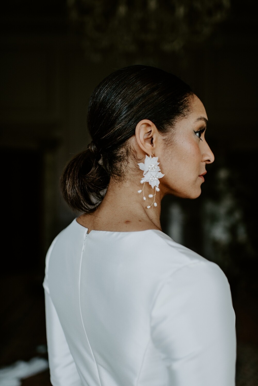 Romantic  Floral and Pearl Earrings
