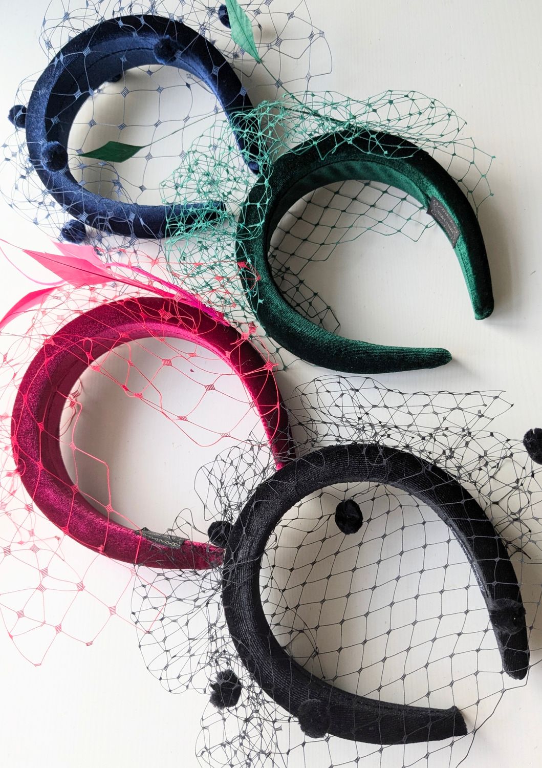 Velvety Halo Headbands With Veiling