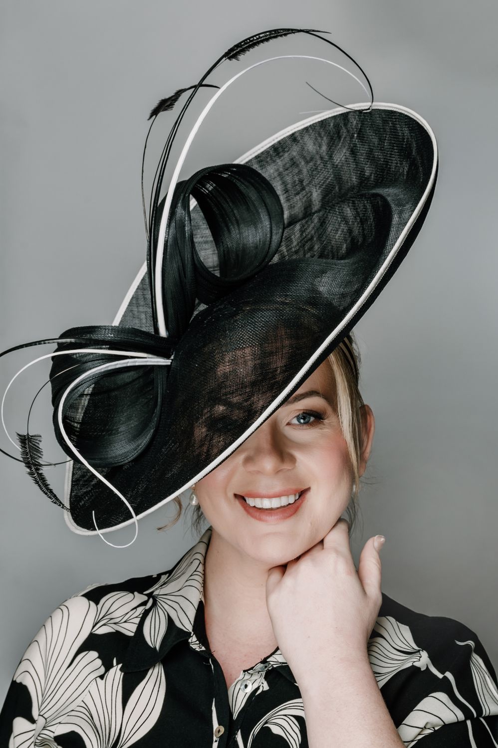 Black and Ivory Statement Hat