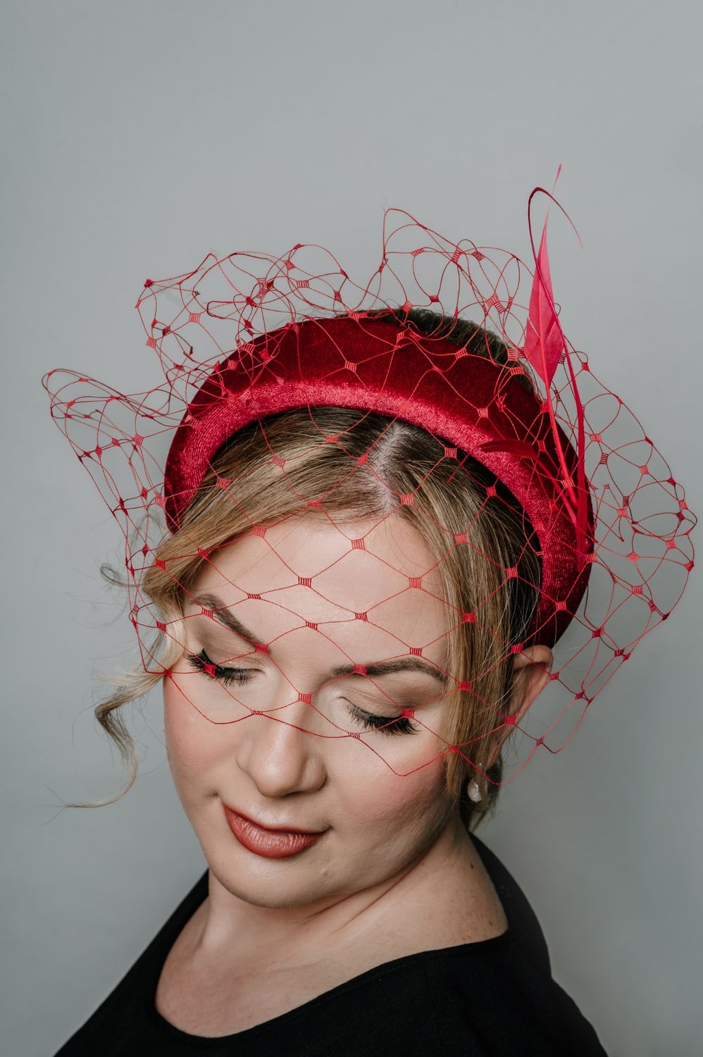 Velvety Halo Headbands With Veiling