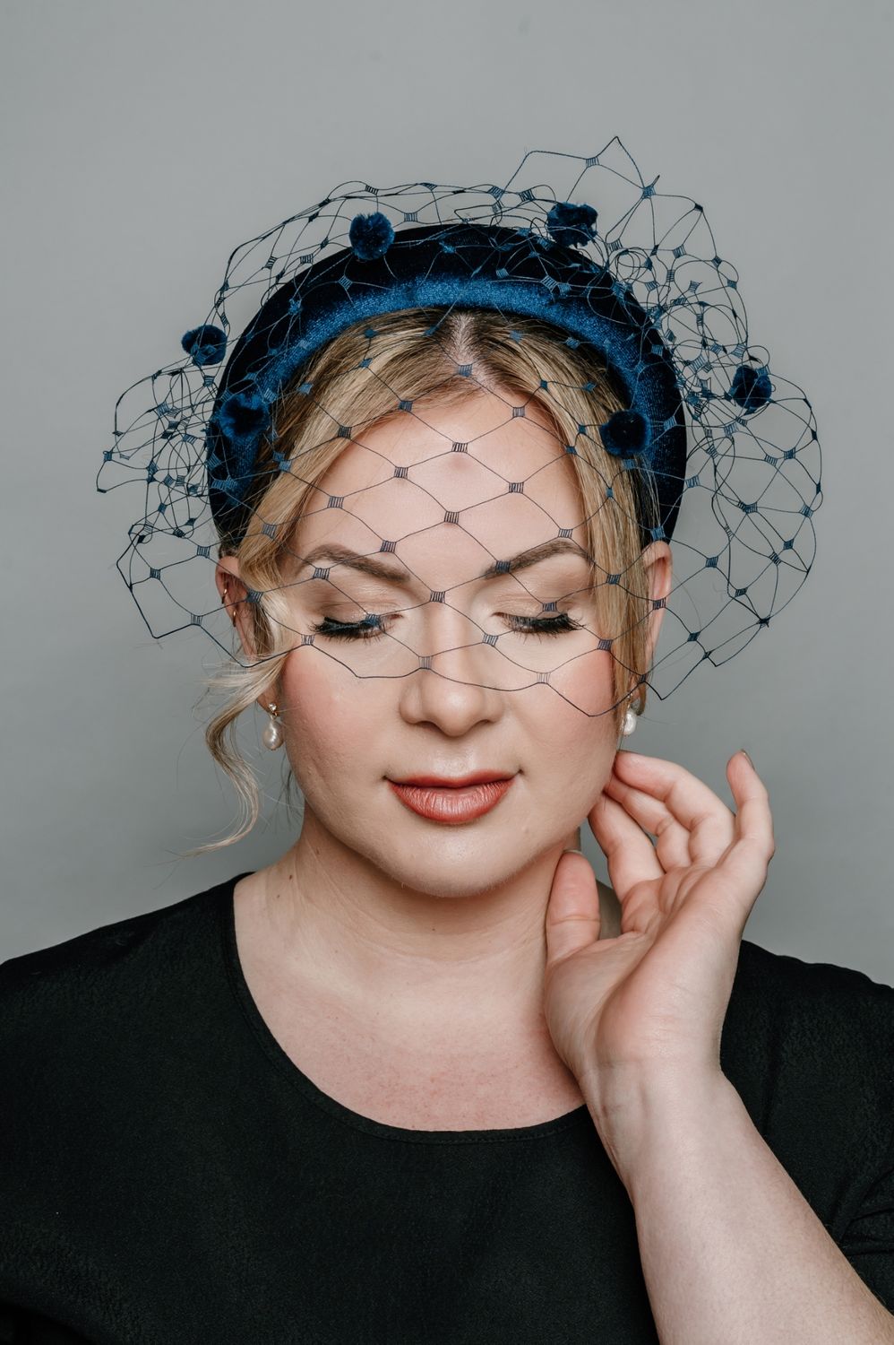 Velvety Halo Headbands With Veiling