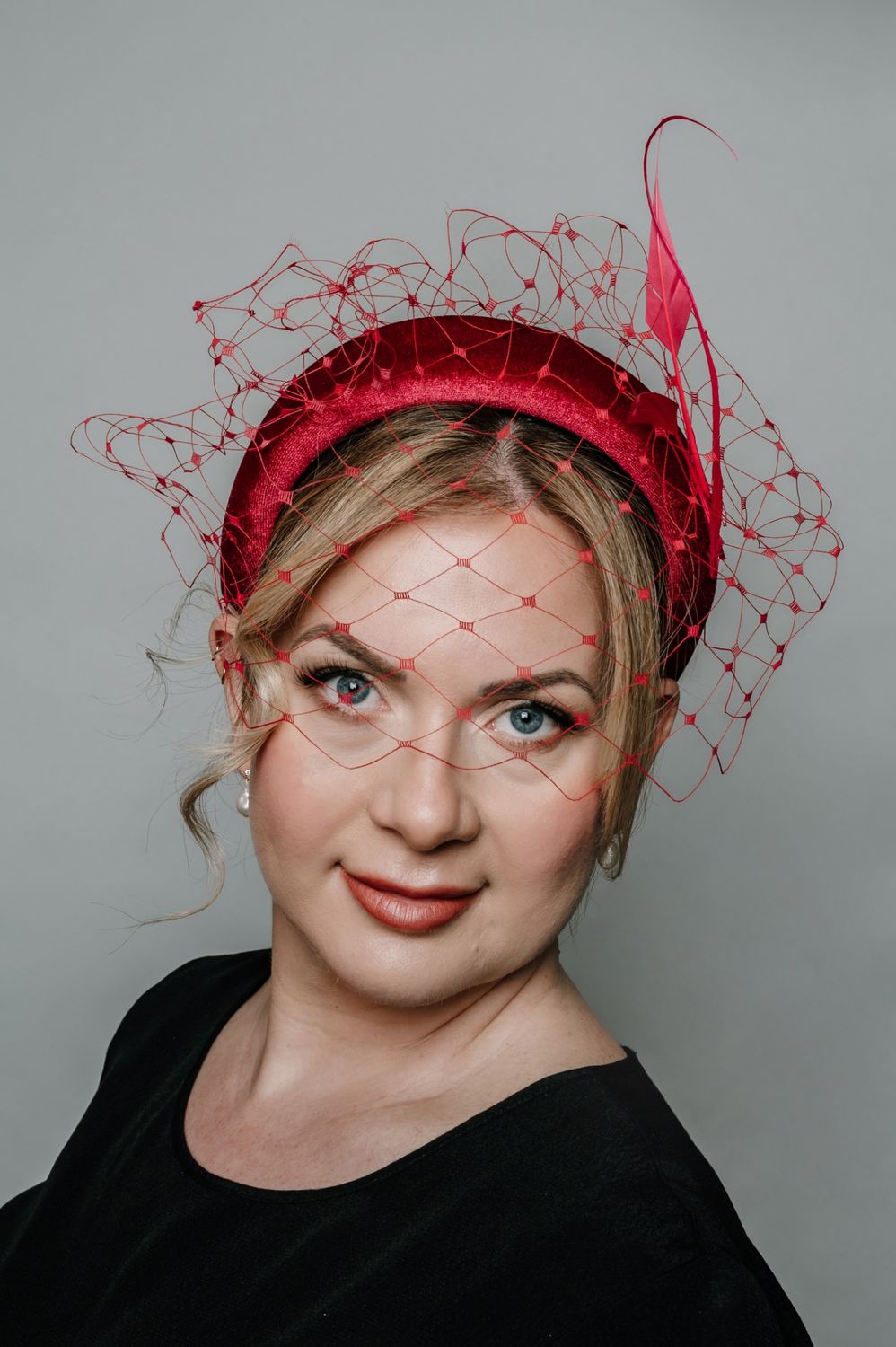 Velvety Halo Headbands With Veiling