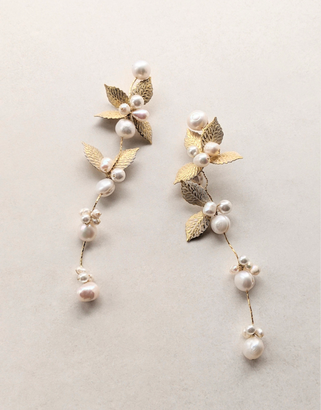 Leafy Pearl Drop Earrings