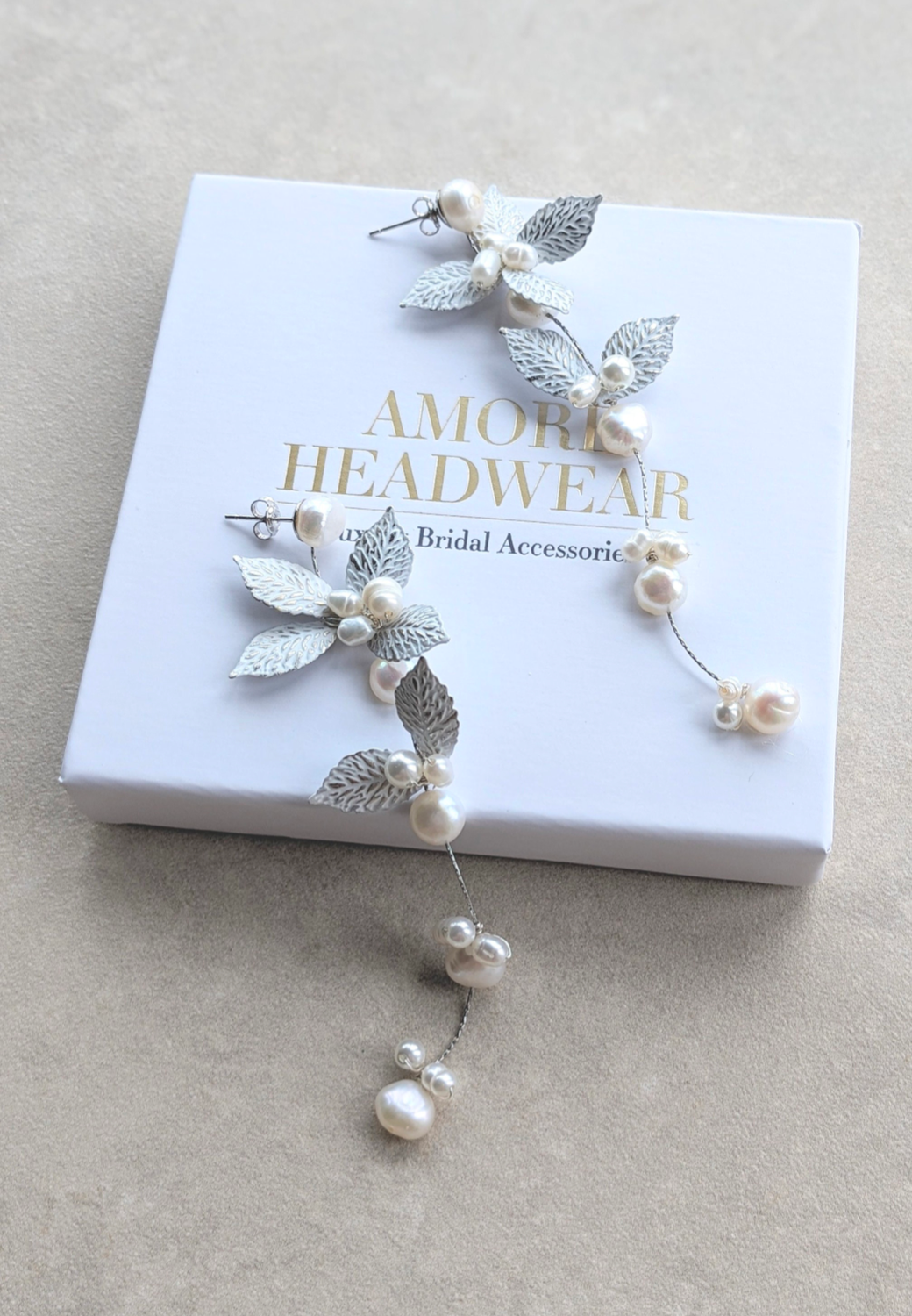 Leafy Pearl Drop Earrings