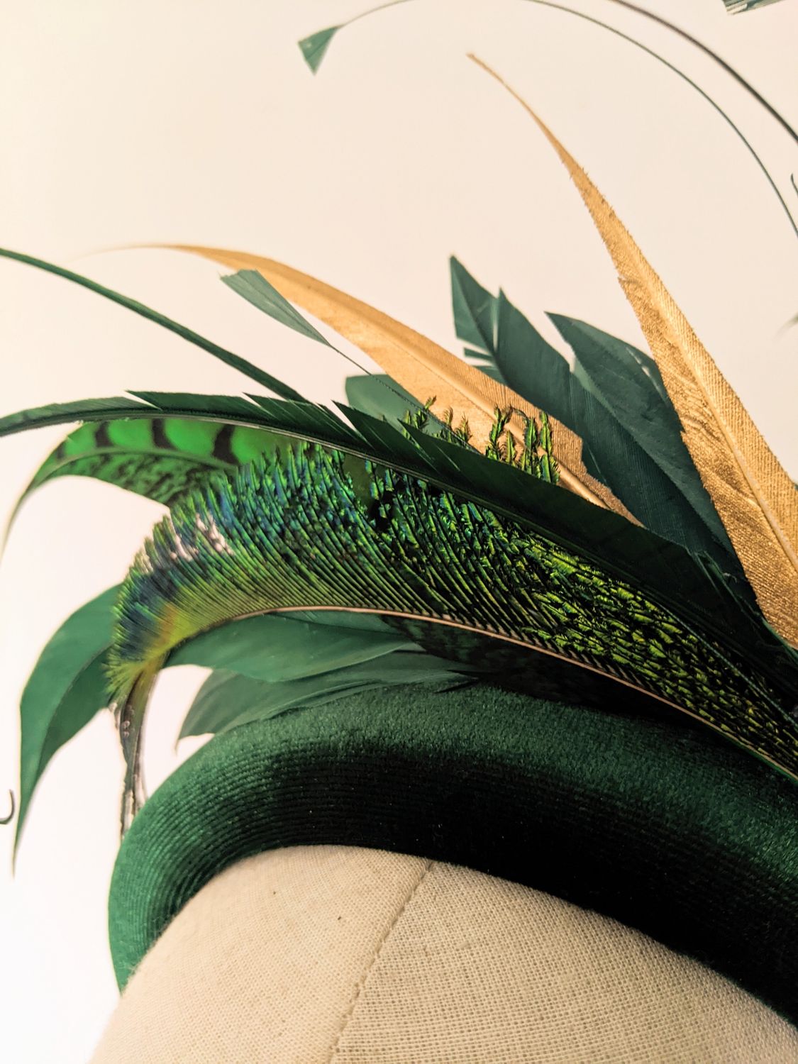 Green velvety headband with embellishment