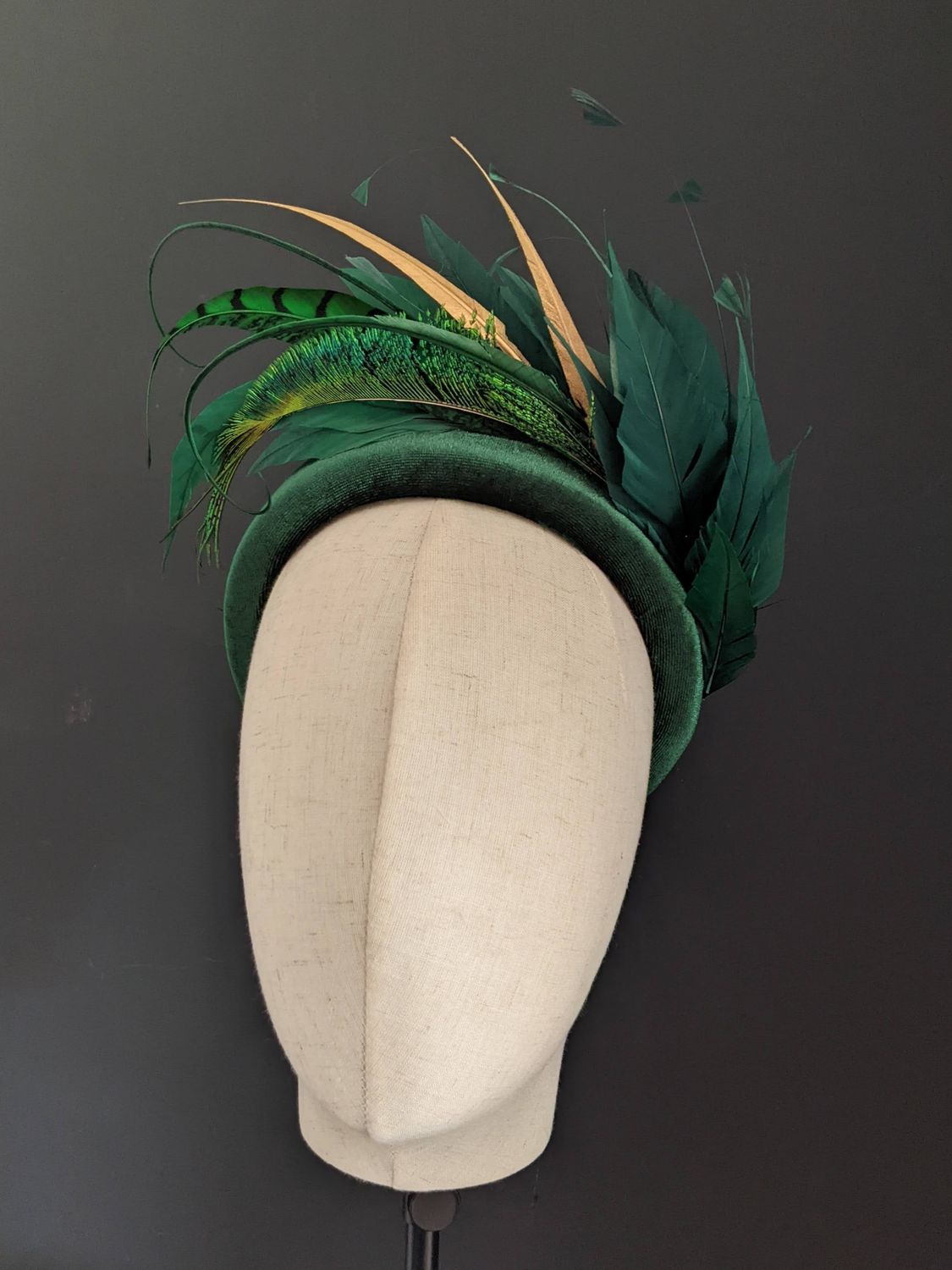 Green velvety headband with embellishment