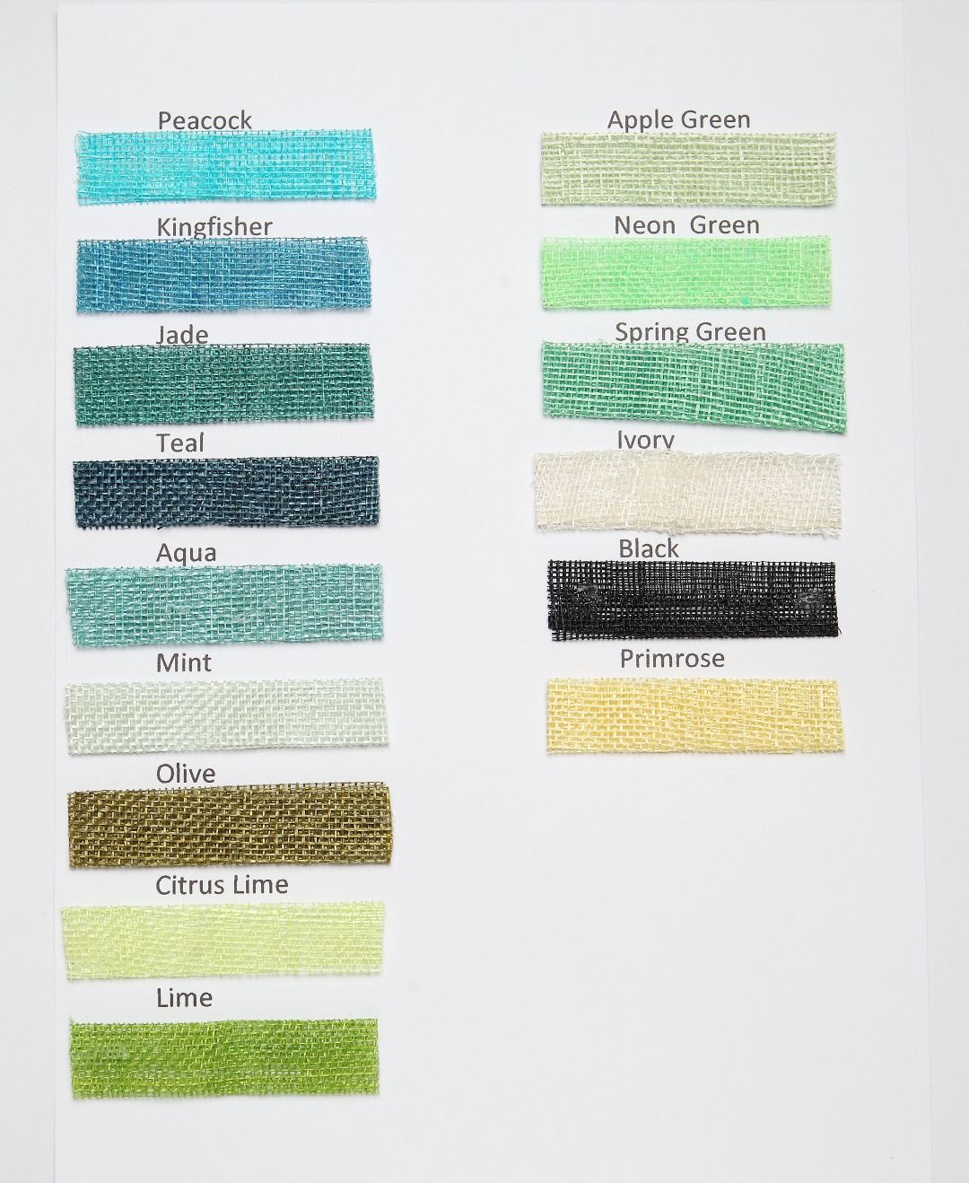 Feather Colour charts