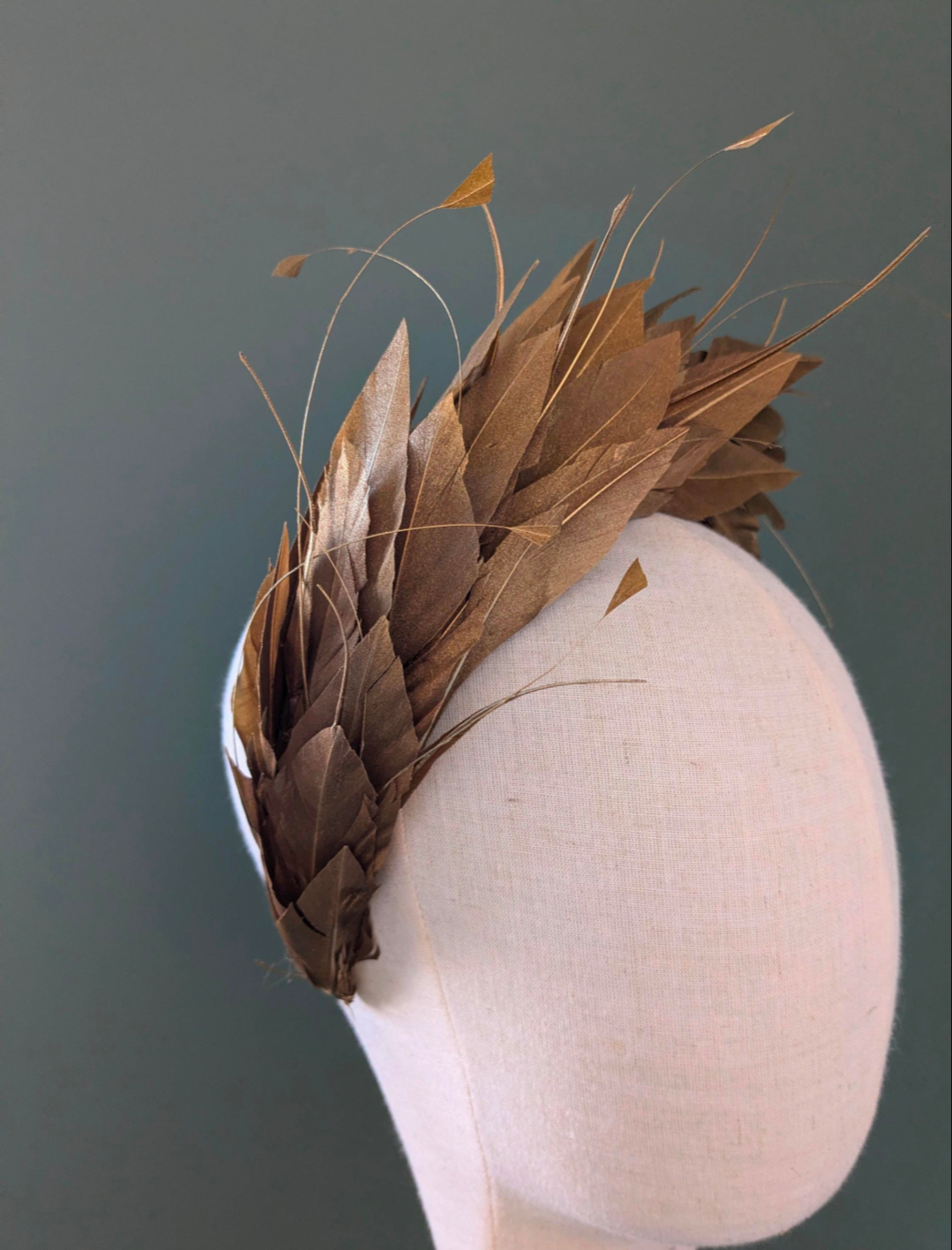 Couture Burnished Gold Feather Headband