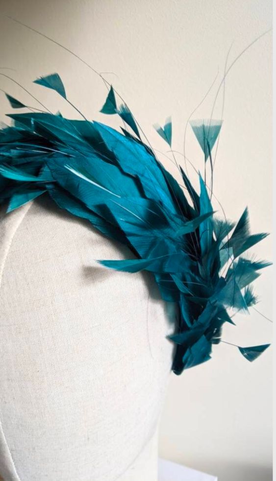 Teal Feather Halo Headband