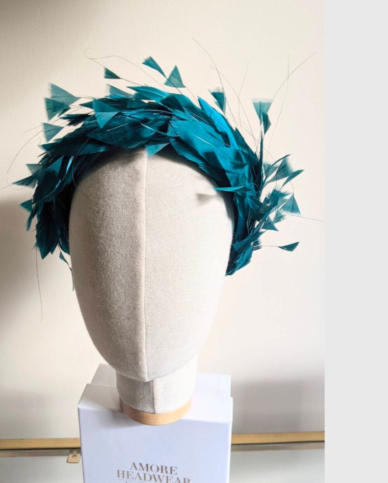 Teal Feather Halo Headband