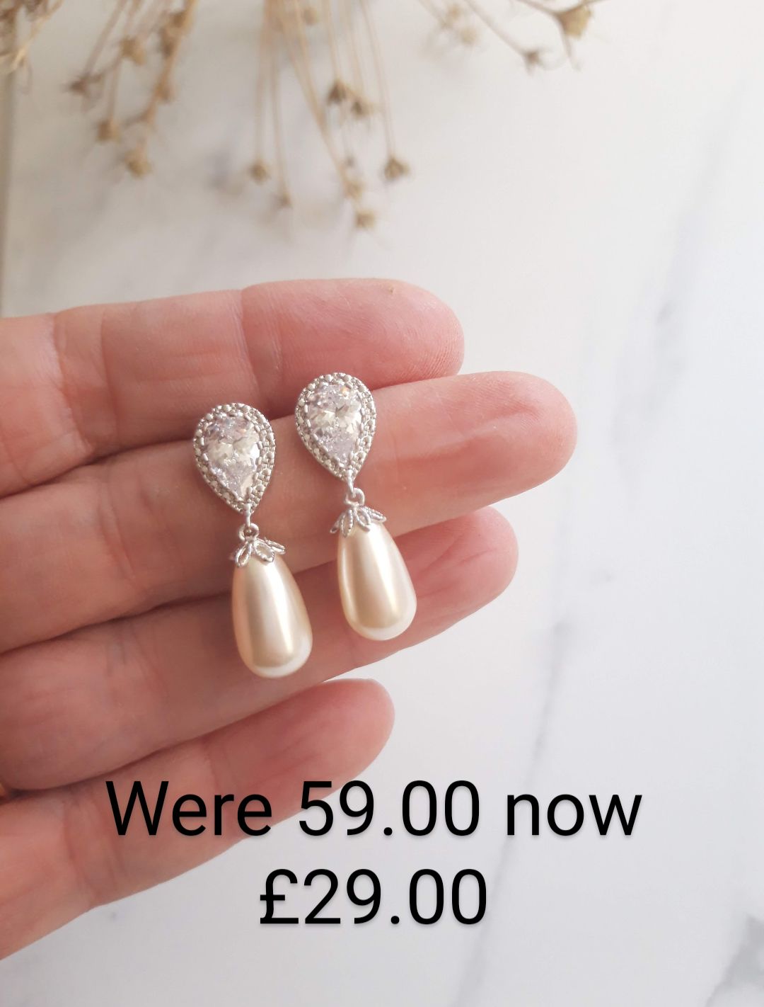 Preciosa diamante and Swarovski pearl drop earrings