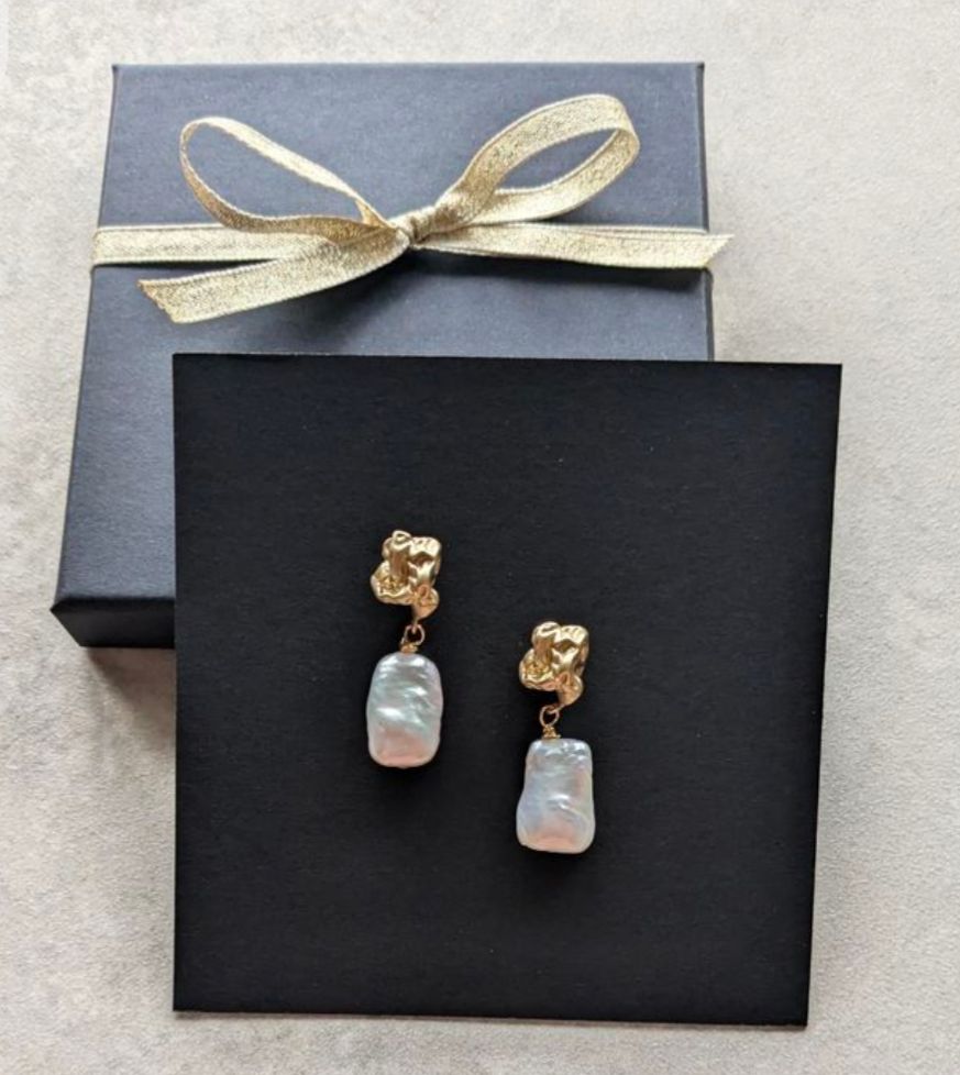 Gold larva top drop earrings