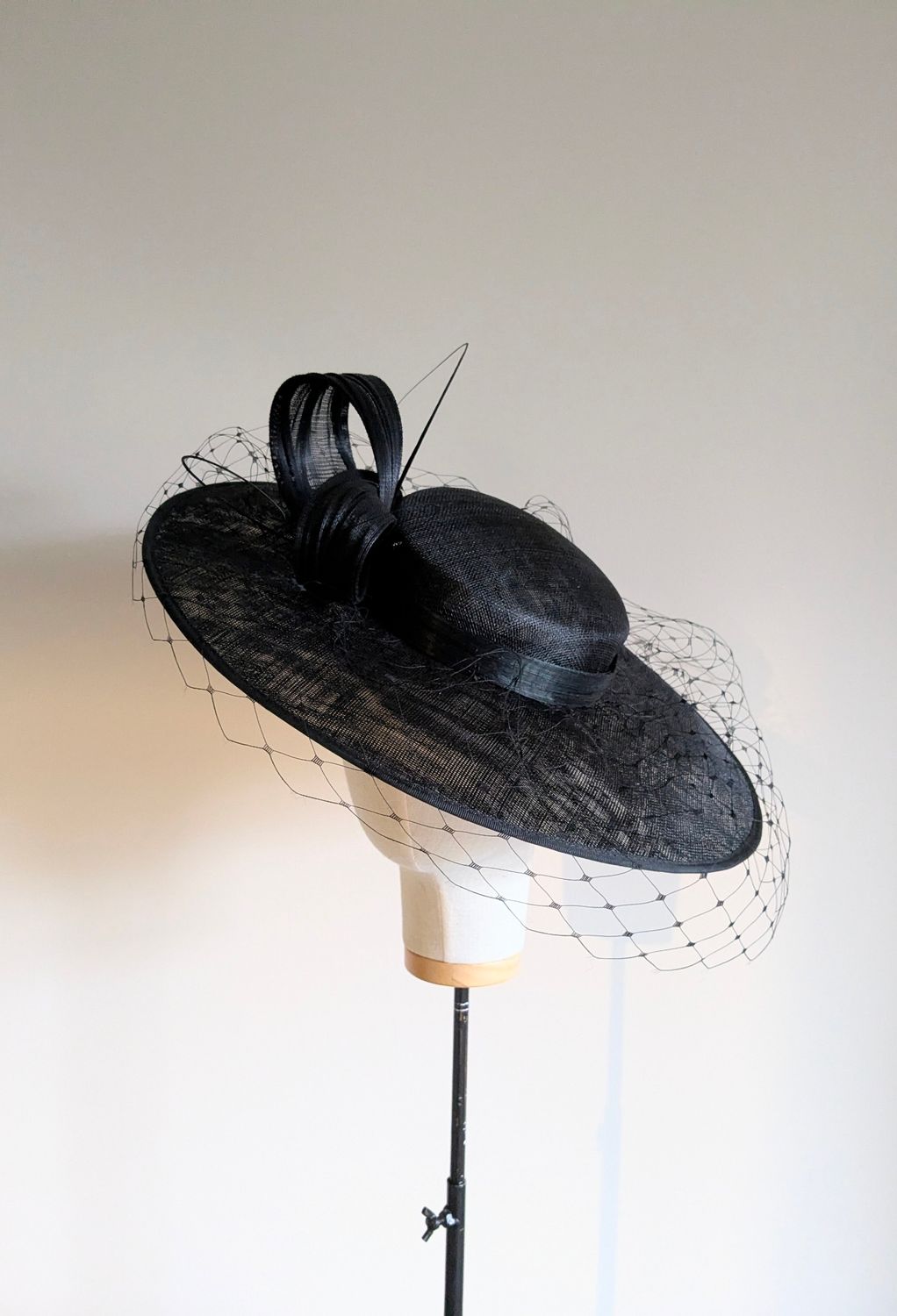 Black boater with veiling