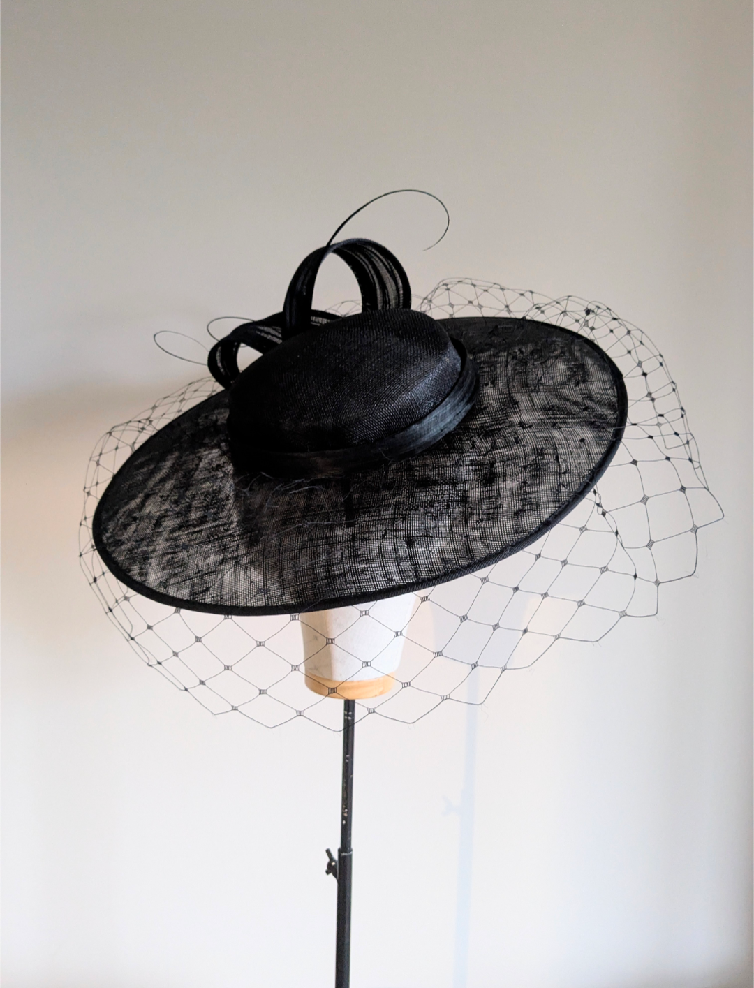 Black boater with veiling