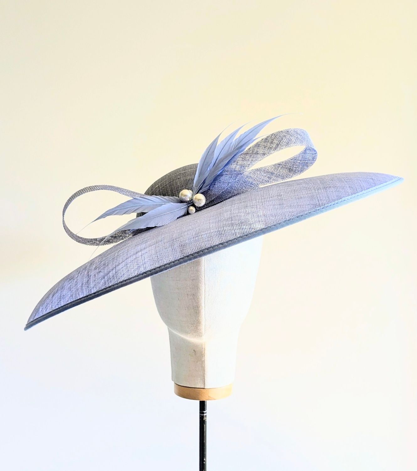 Periwinkle Wide Brim Ascot/Wedding Hat