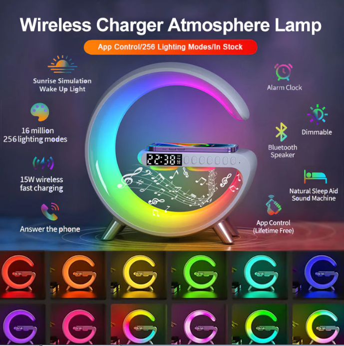 New Intelligent LED Lamp Bluetooth Speake Wireless Charger Atmosphere Lamp App Control For Bedroom Home Decor