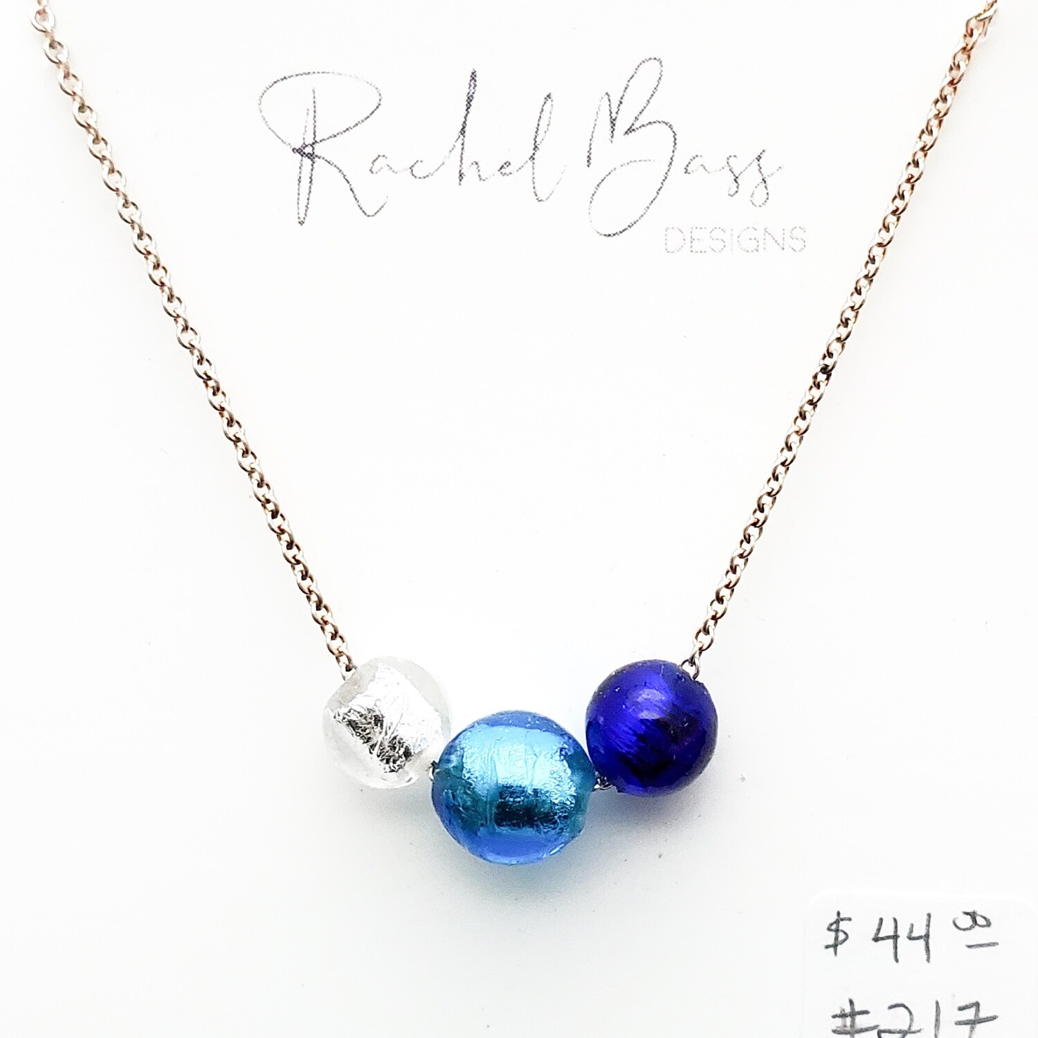 Bass-217 Murano 3 Bead Necklace Bass-217 Murano 3 Bead Necklace