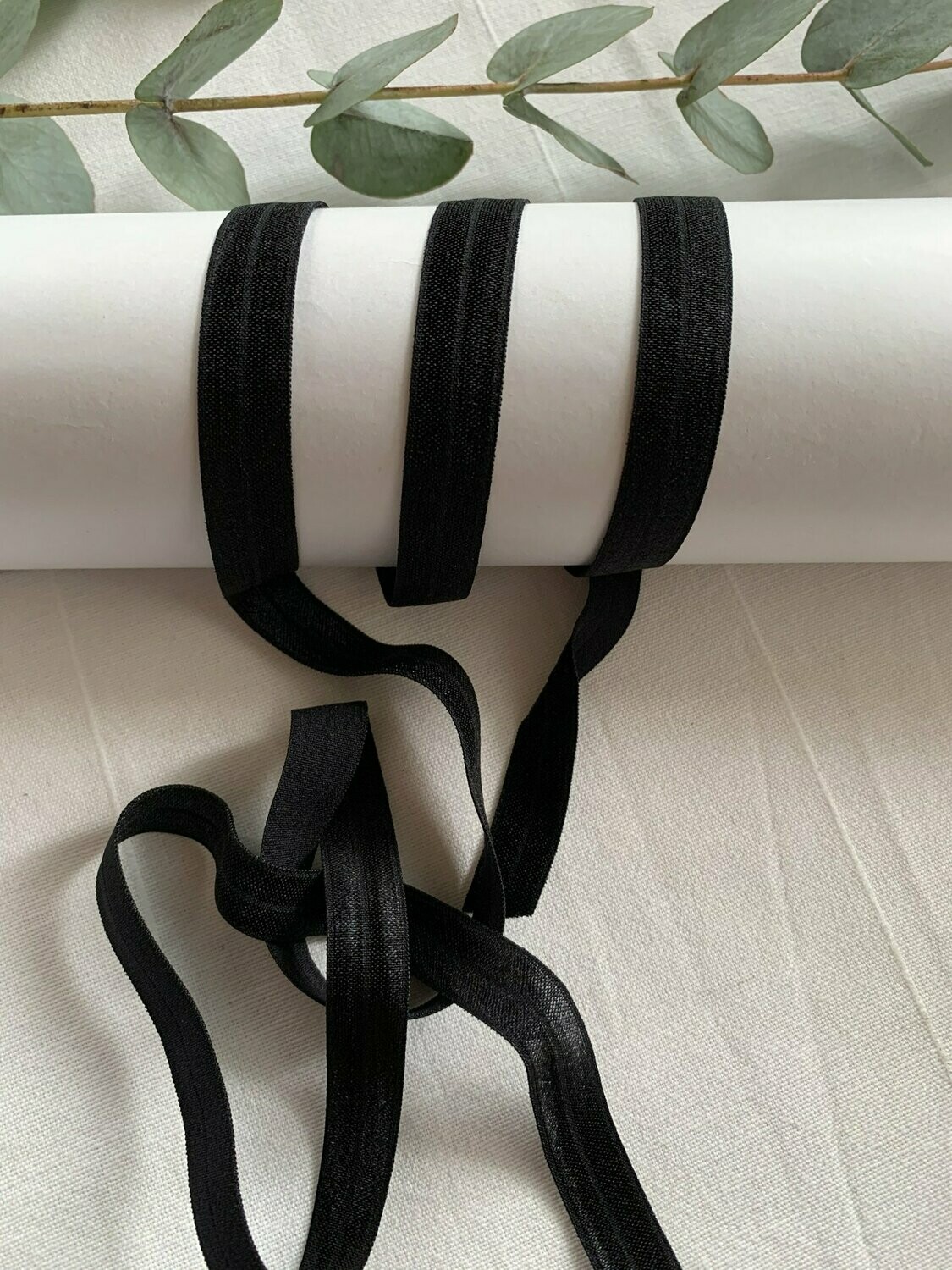 Elastisches Einfassband Schwarz Glänzend
