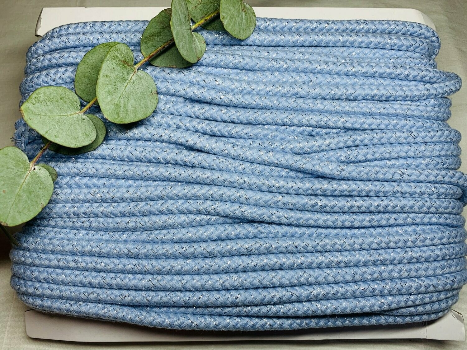 Baumwollkordel Lurex 10 mm Hellblau