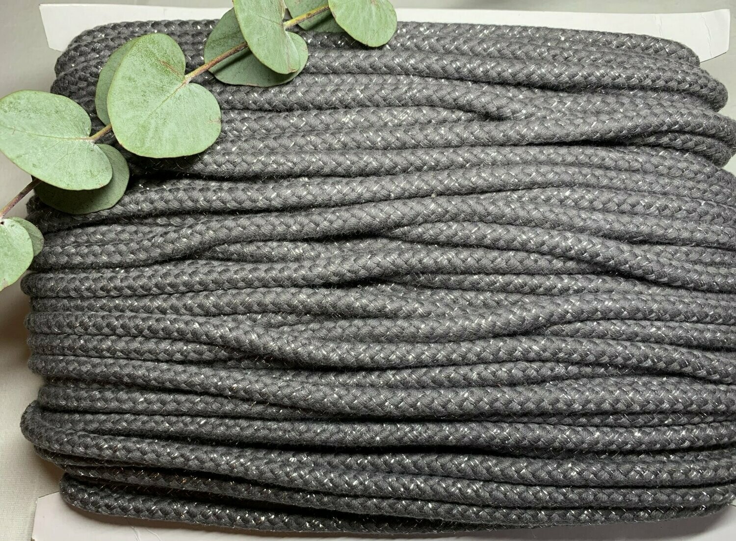 Baumwollkordel Lurex 10 mm Dunkelgrau