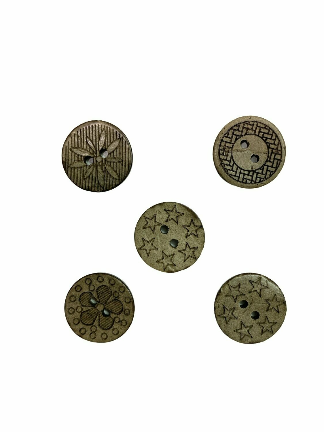 Gemischte Kokos-Knöpfe 5er Set 18mm