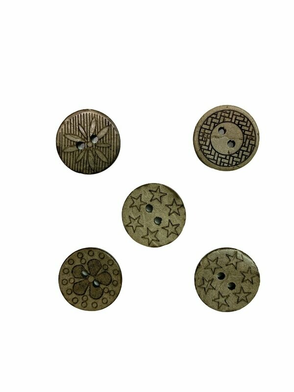 Gemischte Kokos-Knöpfe 5er Set 18mm Gemischte Kokos-Knöpfe 5er Set 18mm