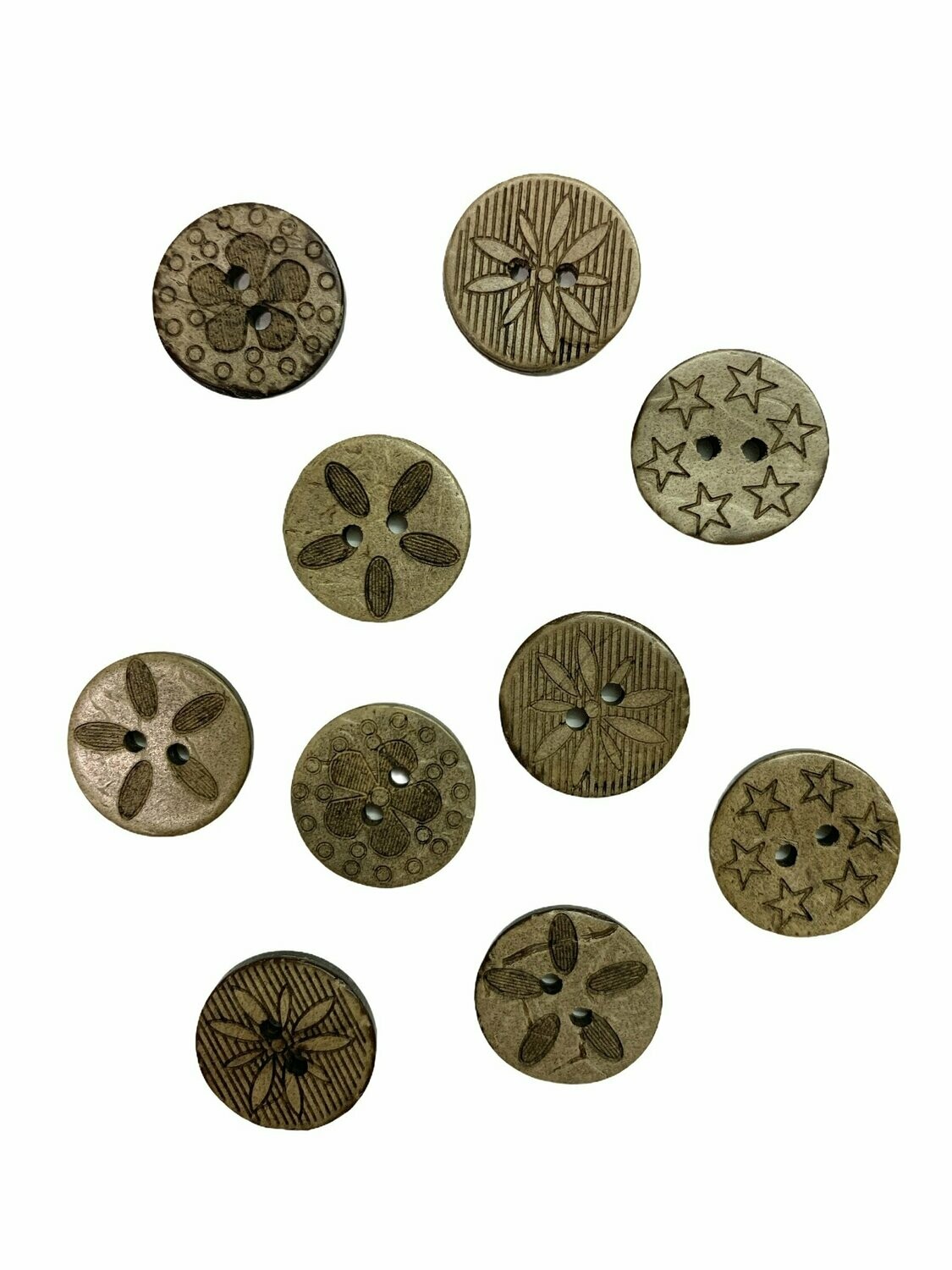Gemischte Kokos-Knöpfe 10er Set 18mm