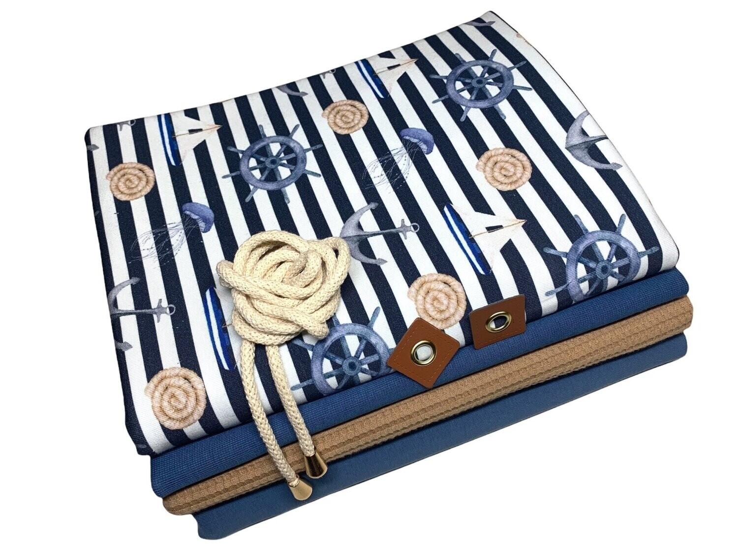 Großes Jersey Stoffpaket Maritim Streifen Blau