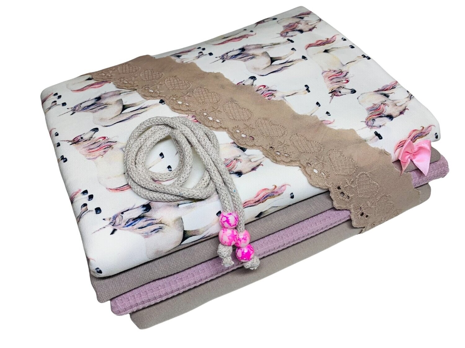 Kleines Jersey Stoffpaket Einhornliebe