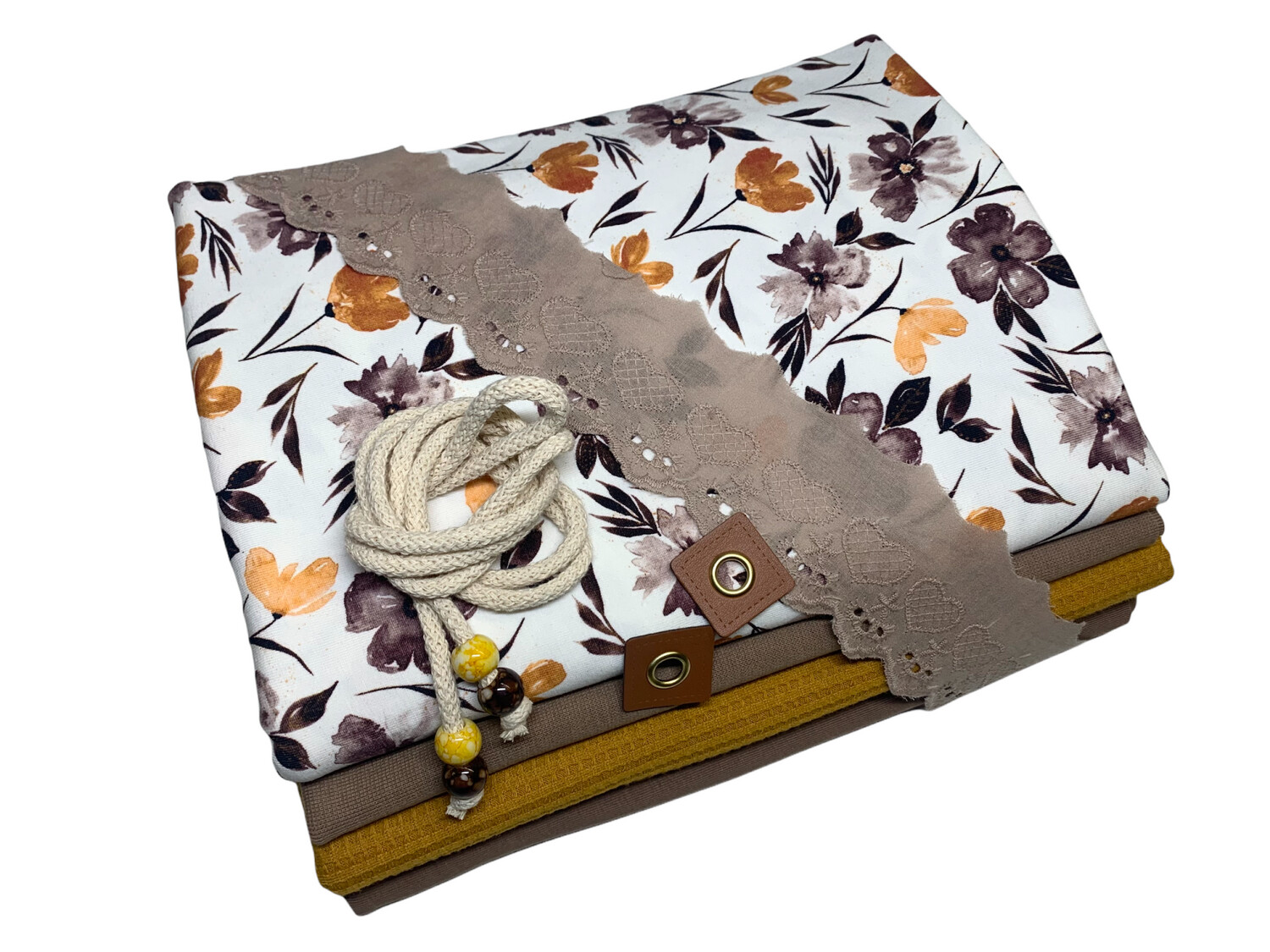 Großes Jersey Stoffpaket Blumen Schwarz-Gelb