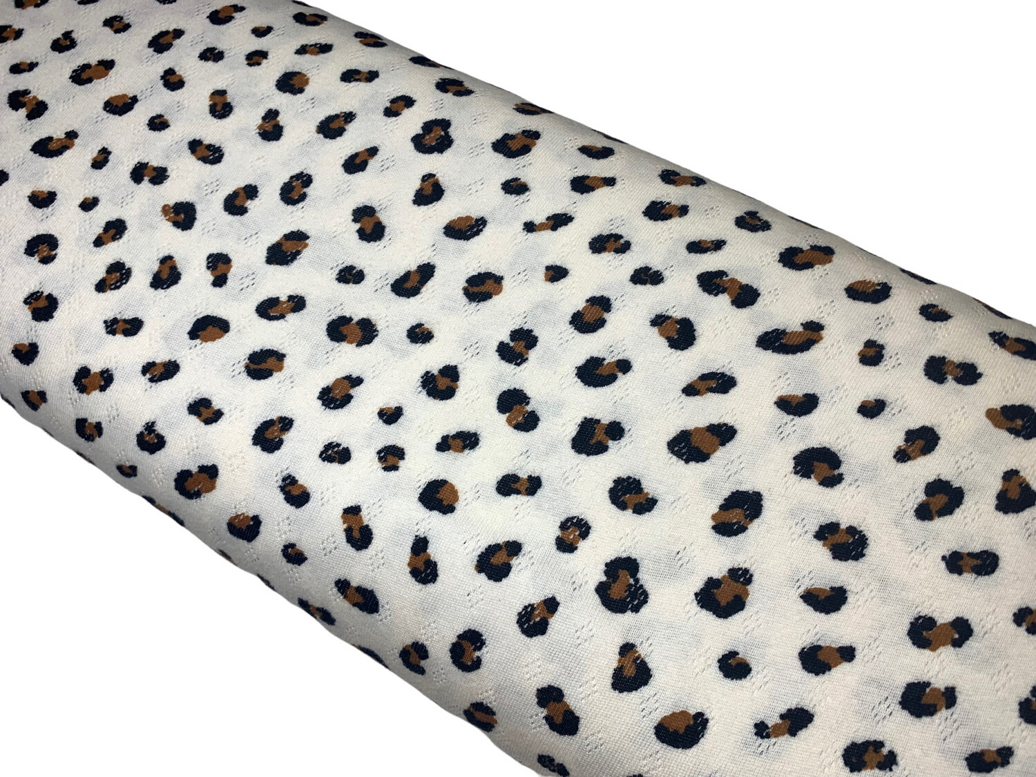 Baumwolljersey Pointoille Leopard-Style auf Weiß