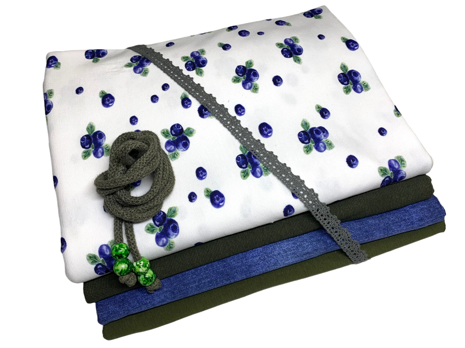 Kleines Jersey Stoffpaket Blaubeeren