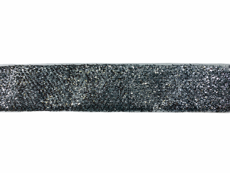 Glitzerband Anthrazit