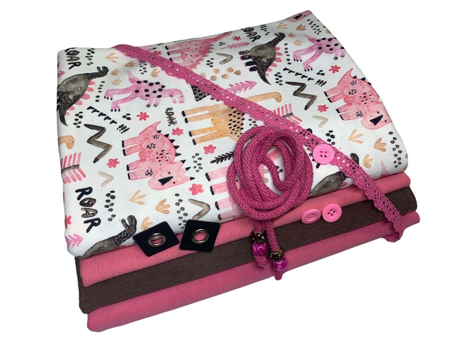 Großes Jersey Stoffpaket Rosa Dinos