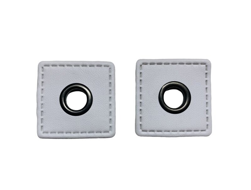 2er Kunstleder Patches mit Ösen weiß 8mm