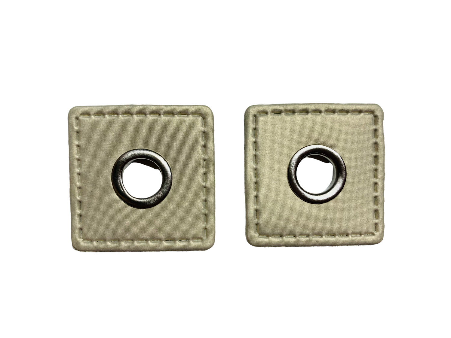 2er Kunstleder Patches mit Ösen Creme/Beige 8mm