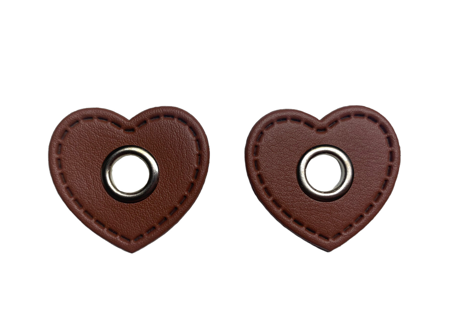 2er Kunstleder Patches mit Ösen Dunkelbraun 8mm