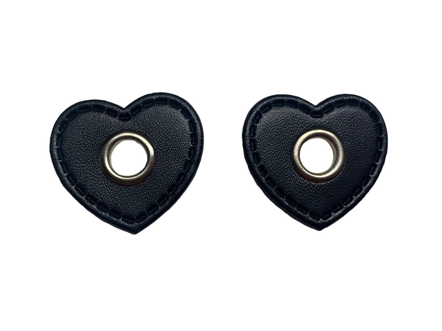 2er Kunstleder Patches mit Ösen schwarz 8mm