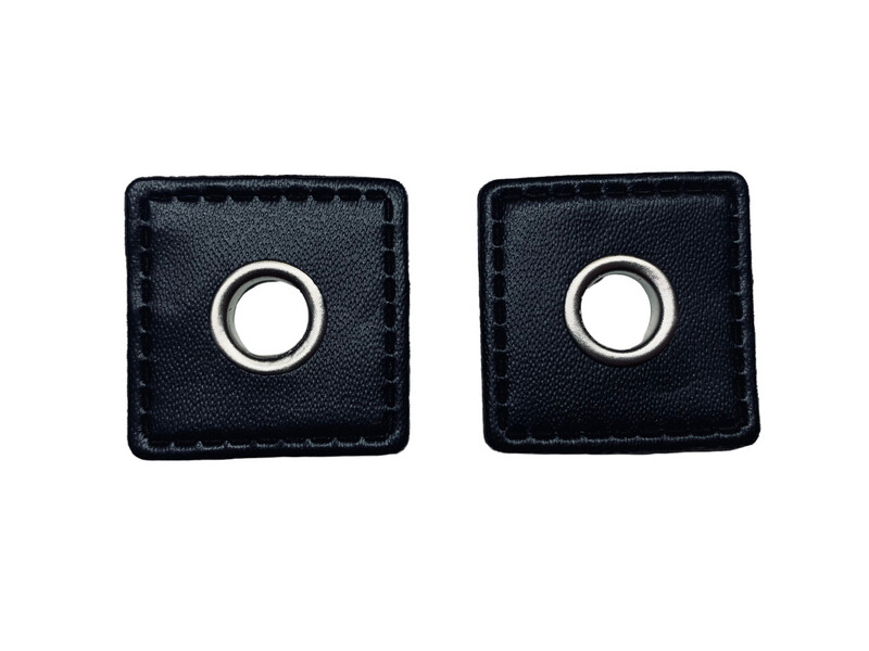 2er Kunstleder Patches mit Ösen schwarz 8mm