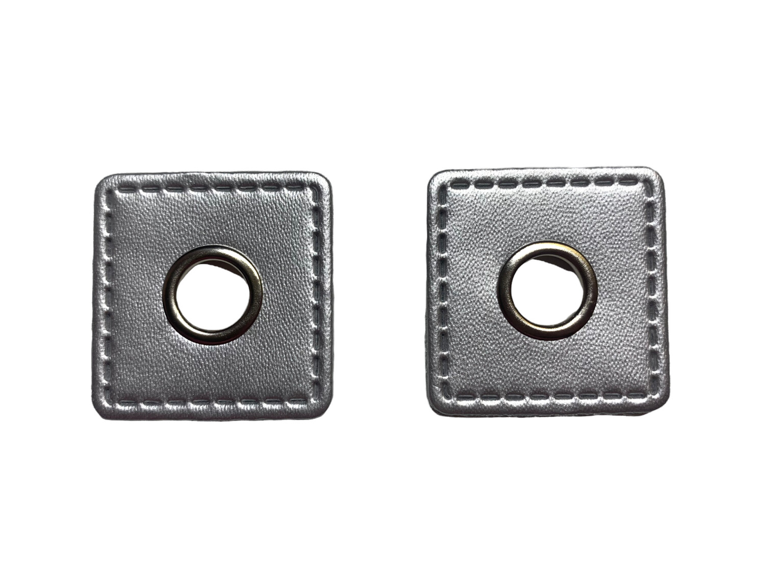 2er Kunstleder Patches mit Ösen Silber 11mm