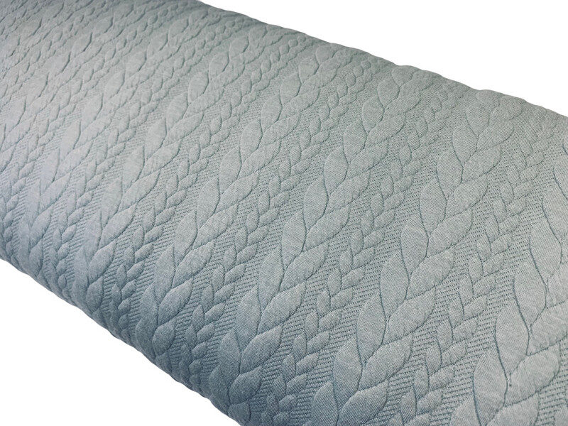 Jacquard Strick Zopfmuster Seegrün