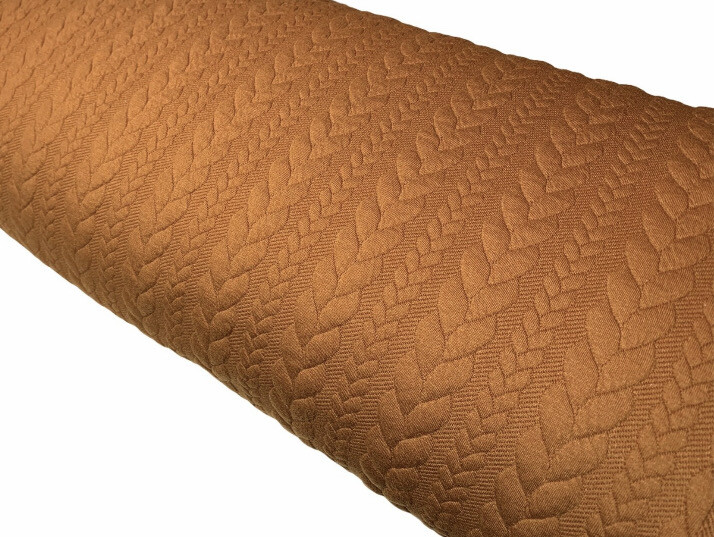 Jacquard Strick Zopfmuster Cognac