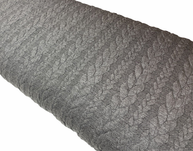 Jacquard Strick Zopfmuster Dunkel Grau