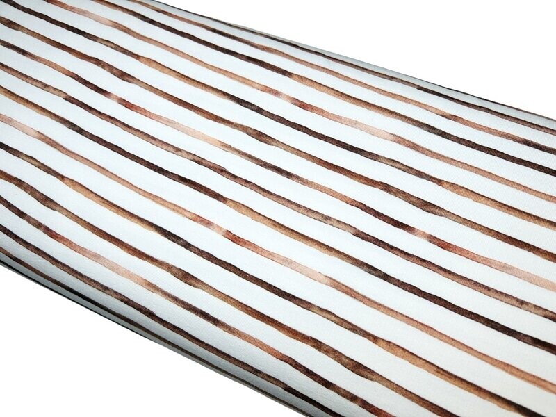 French Terry Gewellte Streifen Cognac-Braun